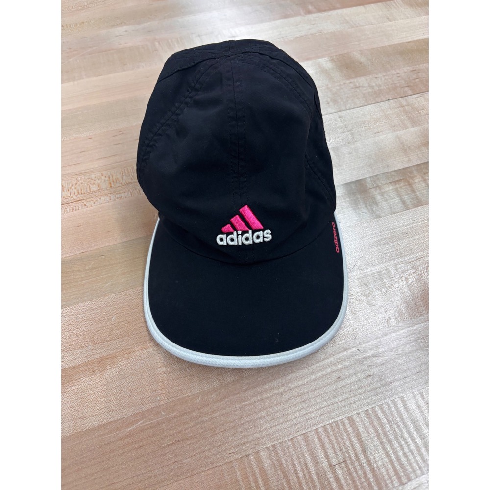 Adidas Adizero Running Hat Black Pink Embroidered Logo Adjustable Cap